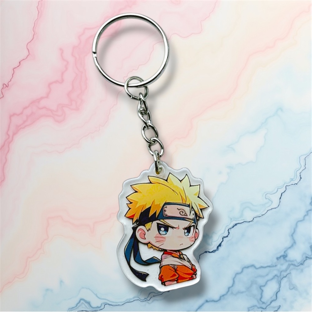 Anime (Naruto Uzumaki)Keychain with Yellow and Orange Design